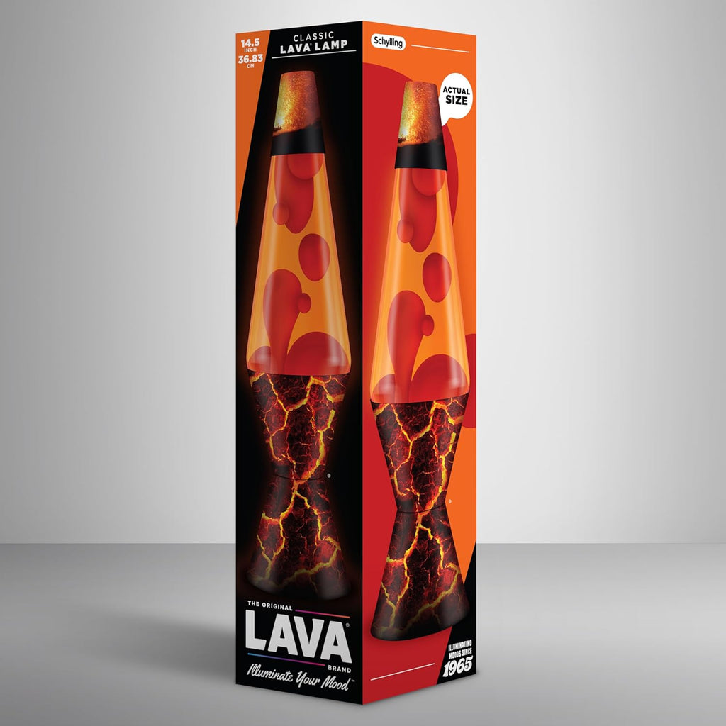 Lamp - 14.5" Volcanic Crags - The Original Motion Lamp - Red and Orange Liquid with Printed Base - Item #2078