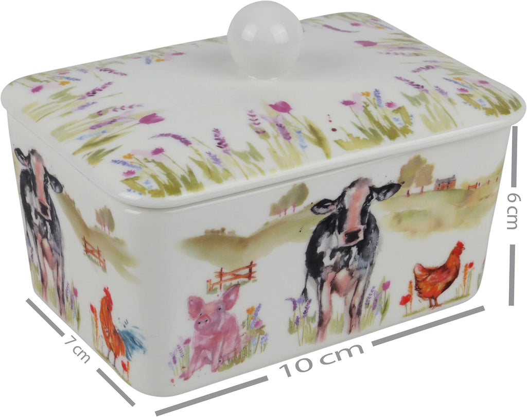 The Leonardo Collection Macneil Studios Farmyard Butter Dish | British Designed for Kitchen Use | Large Butter Dish for All Kitchens | Perfect for Daily Butter Storage