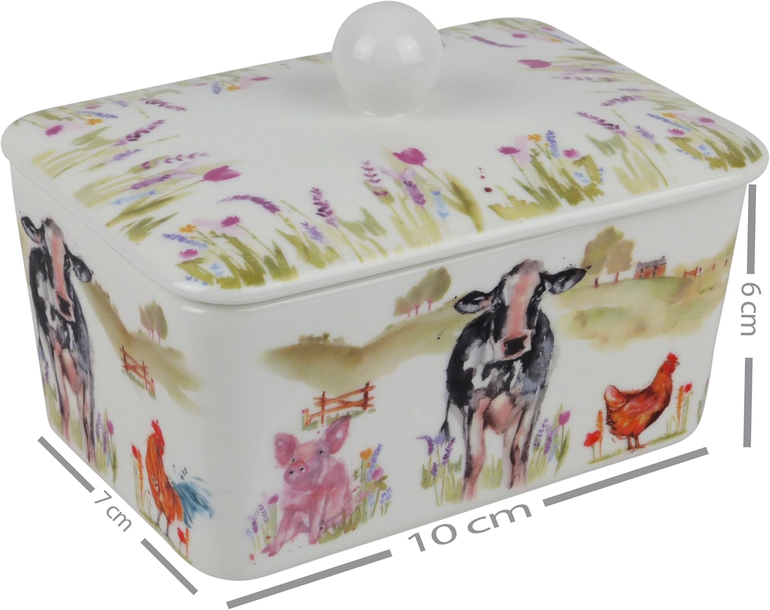 The Leonardo Collection Macneil Studios Farmyard Butter Dish | British Designed for Kitchen Use | Large Butter Dish for All Kitchens | Perfect for Daily Butter Storage