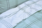Waffle Green Check Reversible Duvet Cover Quilt Pillow Cases Bedding Set Soft Easy Care- Double (200cm x 200cm