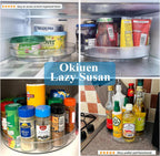 2 Pcs Lazy Susan Turntable Cupboard Organiser(27+23.5cm), Rotating spice rack Fridge turntable organiser, spinning cupboard organiser, turntable storage 9.3+10.6 Inch for Cabinet,Fridge,Pantry