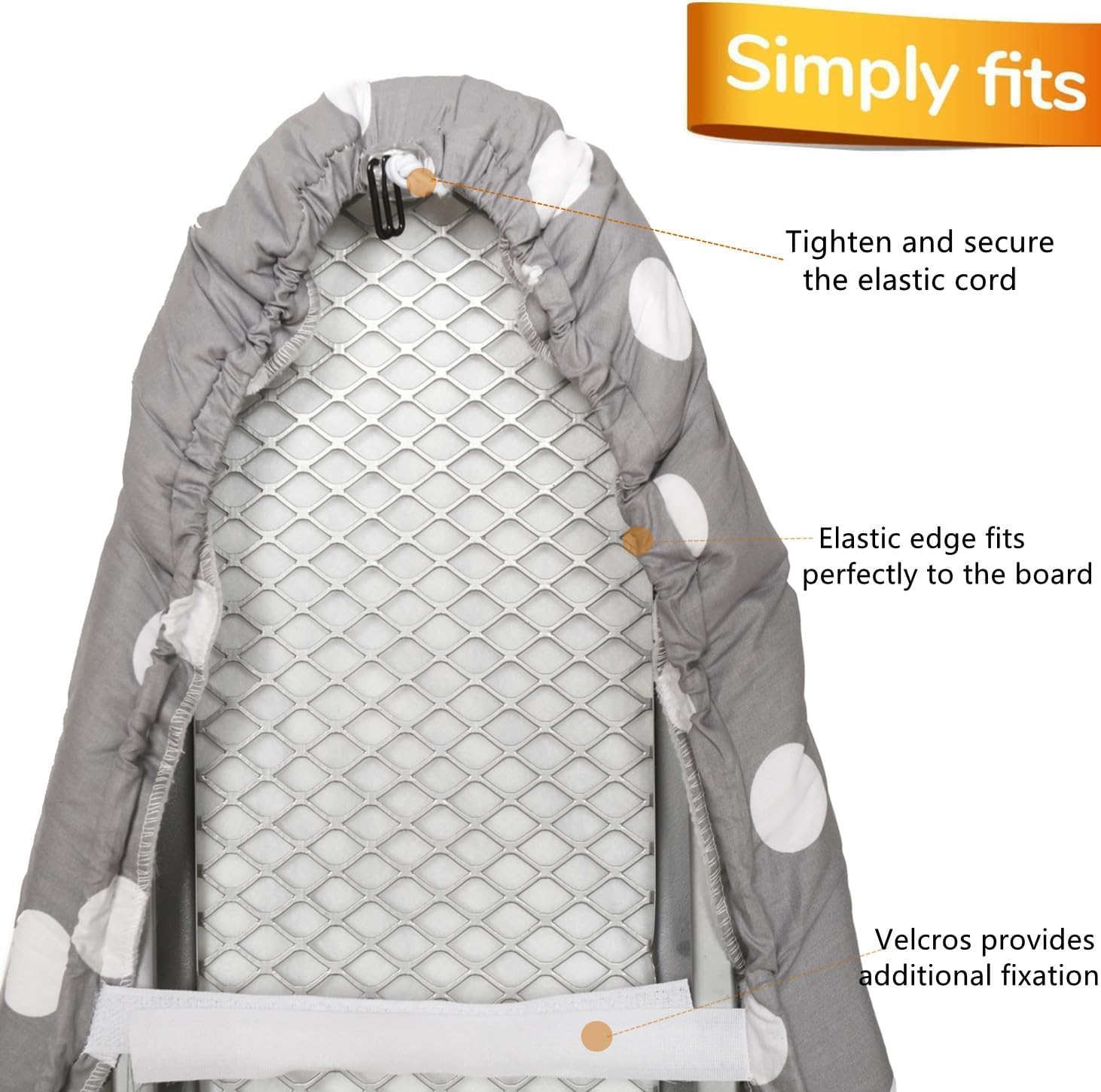 Ironing Board Cover, 100% Cotton Cover with Thick Felt (Bubble, 124 x 38cm)