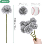 6-Pack Artificial Chrysanthemum Ball Flowers,11 Inch Faux Chrysanthemum Silk Bouquets Real Touch Faux Flowers for Home/Wedding/Christmas/Party[Silver]