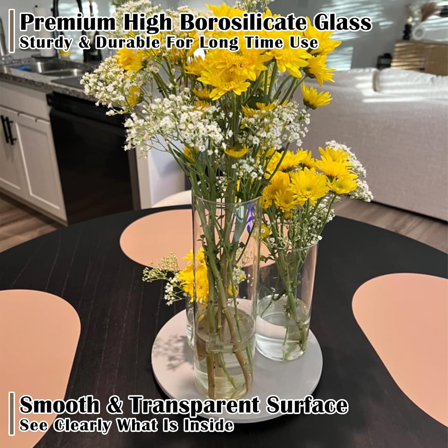 6 Pack Hurricane Candle Holder Glass Cylinder, 4 inch 6 inch 8 inch Glass Candle Holder, 10cm 15cm 20cm Clear Vases Flower Vases for Home Party Decorations Wedding Centrepieces