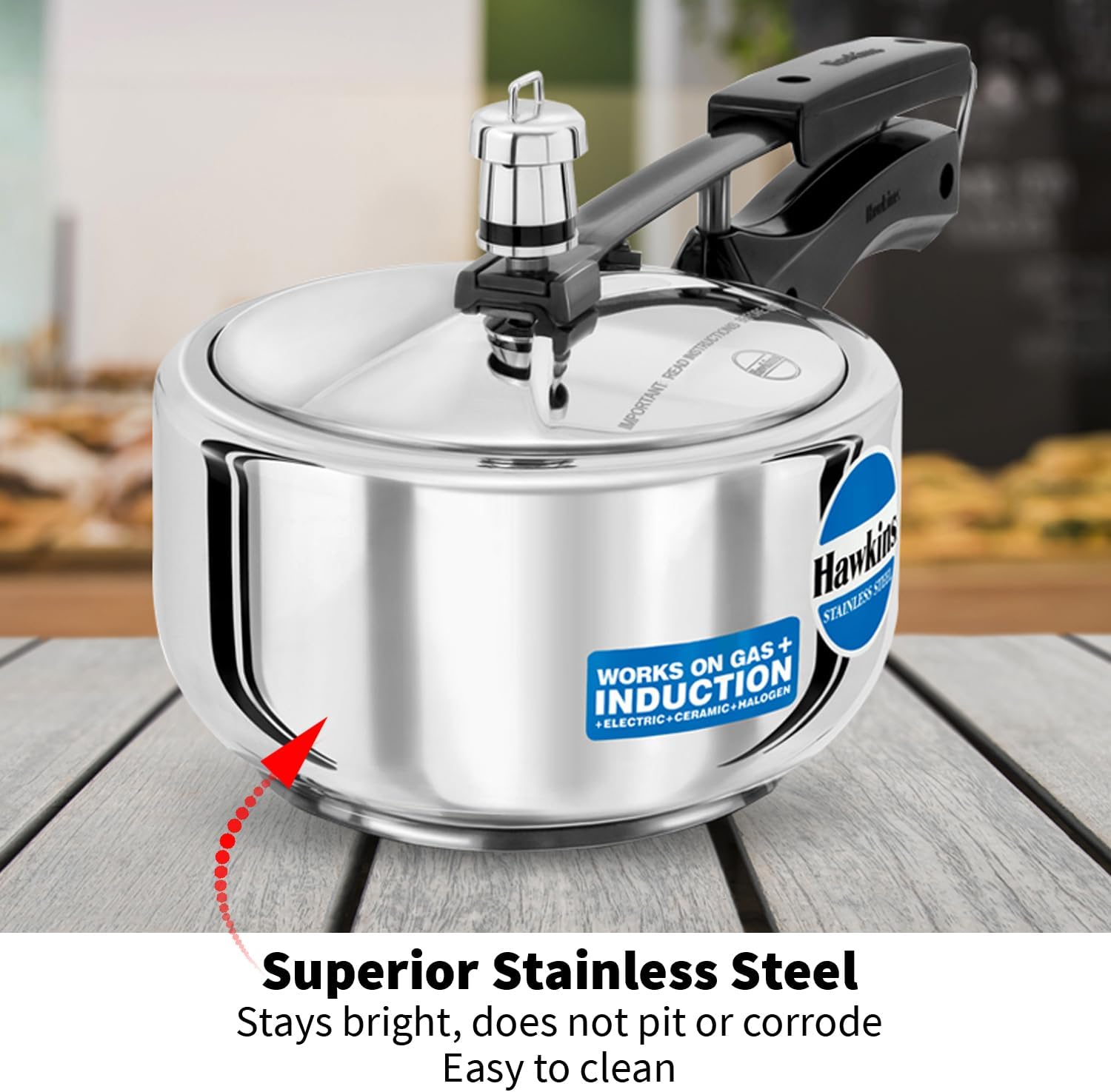 Hawkins Stainless Steel Induction Compatible Pressure Cooker, 2 Litre, Silver (HSS20)