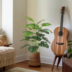 28" Artificial Plants Tropical Palm Tree Fake Monstera Tree in Pot Tall Faux Plant for Outdoor Indoor Home Garden Office Decoration