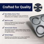 Chabrias Ltd UK-Made 2-Pack Yorkshire Pudding Tray, 4-Cup “Giant” – Carbon Steel, Long-Life Non-Stick, Even-Bake, Easy-Release, Oven-Safe – Perfect Crispy Rims, 23 cm