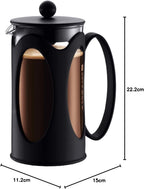 Kenya French Press - 1L / 8 Cups Coffee Maker - Heat-Resistant Borosilicate Glass & Stainless Steel - Dishwasher Safe Cafetiere - Made in Portugal