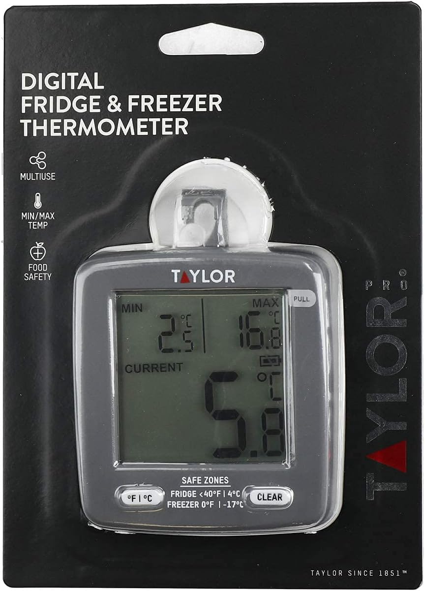 Pro Freezer Thermometer, Energy Saving, Current-Min-Max Temperature Display, -4°F to -140°F Range, Black