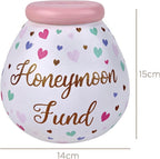 Honeymoon Fund Hand Painted Save And Smash Handcrafted Ceramic Money Box | Eco Freindly & Recyclable Pink Piggy Bank | Decorative Gift and Save for Wedding & Honeymoon fund