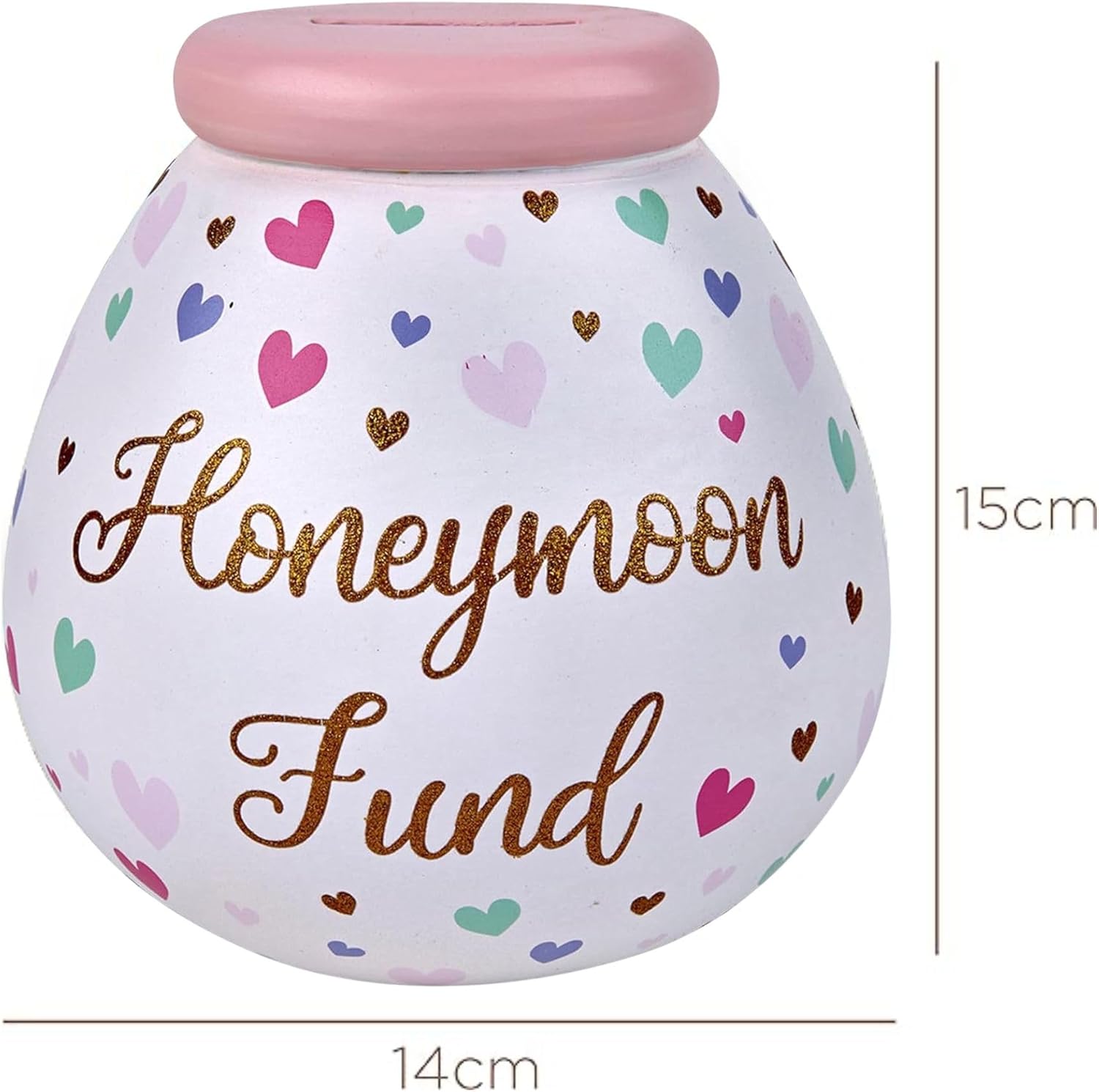 Honeymoon Fund Hand Painted Save And Smash Handcrafted Ceramic Money Box | Eco Freindly & Recyclable Pink Piggy Bank | Decorative Gift and Save for Wedding & Honeymoon fund