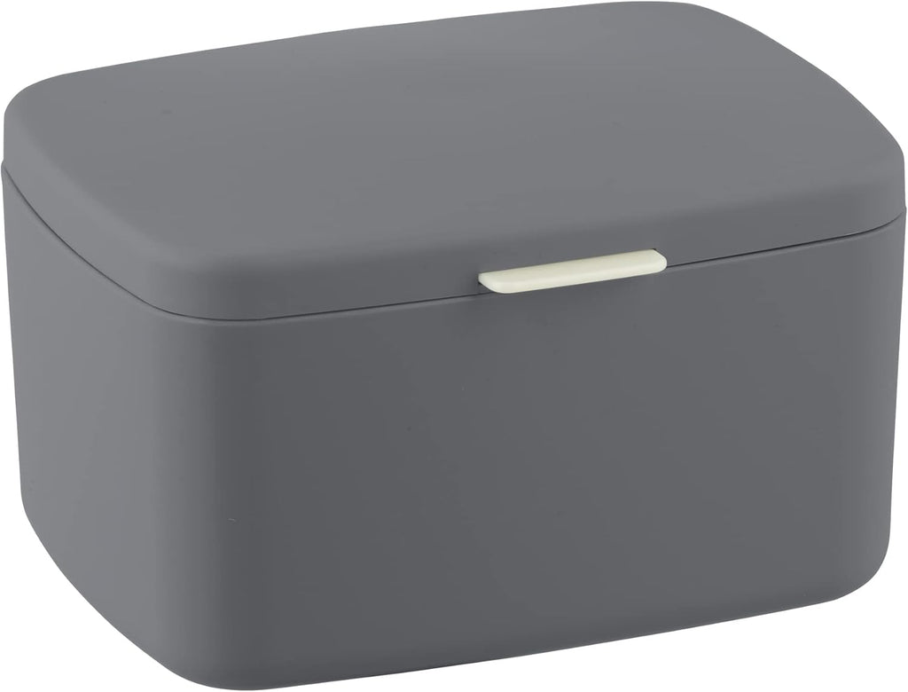 Barcelona Bathroom Box/Storage Basket with Lid, Completely Unbreakable, 19.5 x 11 x 16 cm, Anthracite, grey, 19, 5 x 11 x 16 cm