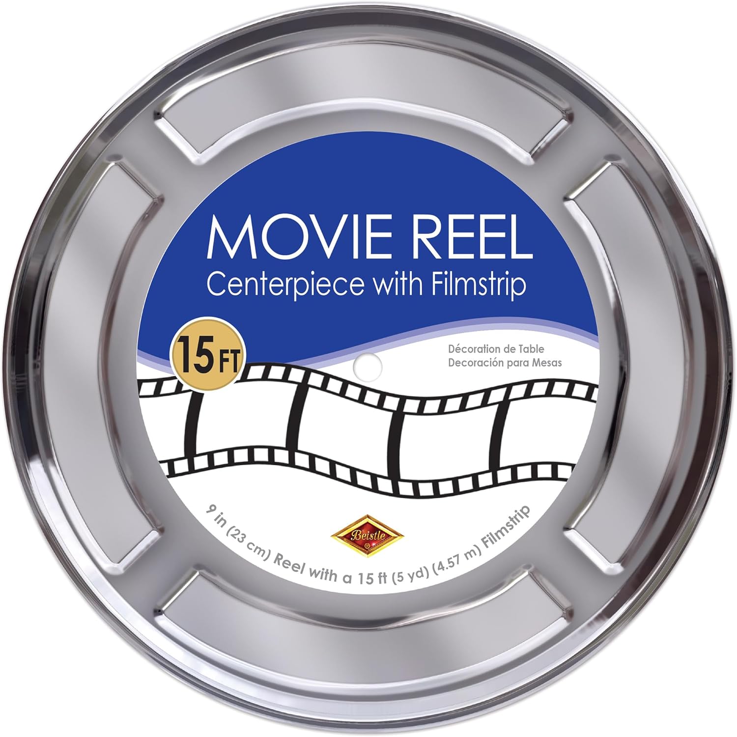 Beistle 50091 Movie Reel with Filmstrip Centerpiece Centrepiece, Cardboard, Multicolor