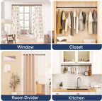 Matte Black Shower Curtain Pole 84 to 183 cm, 1 Inch Extendable Tension Rods for Curtains No Drill, Shower Rail for Bathroom, Closet, Window, Room Divider, Never Rust, Non Slip