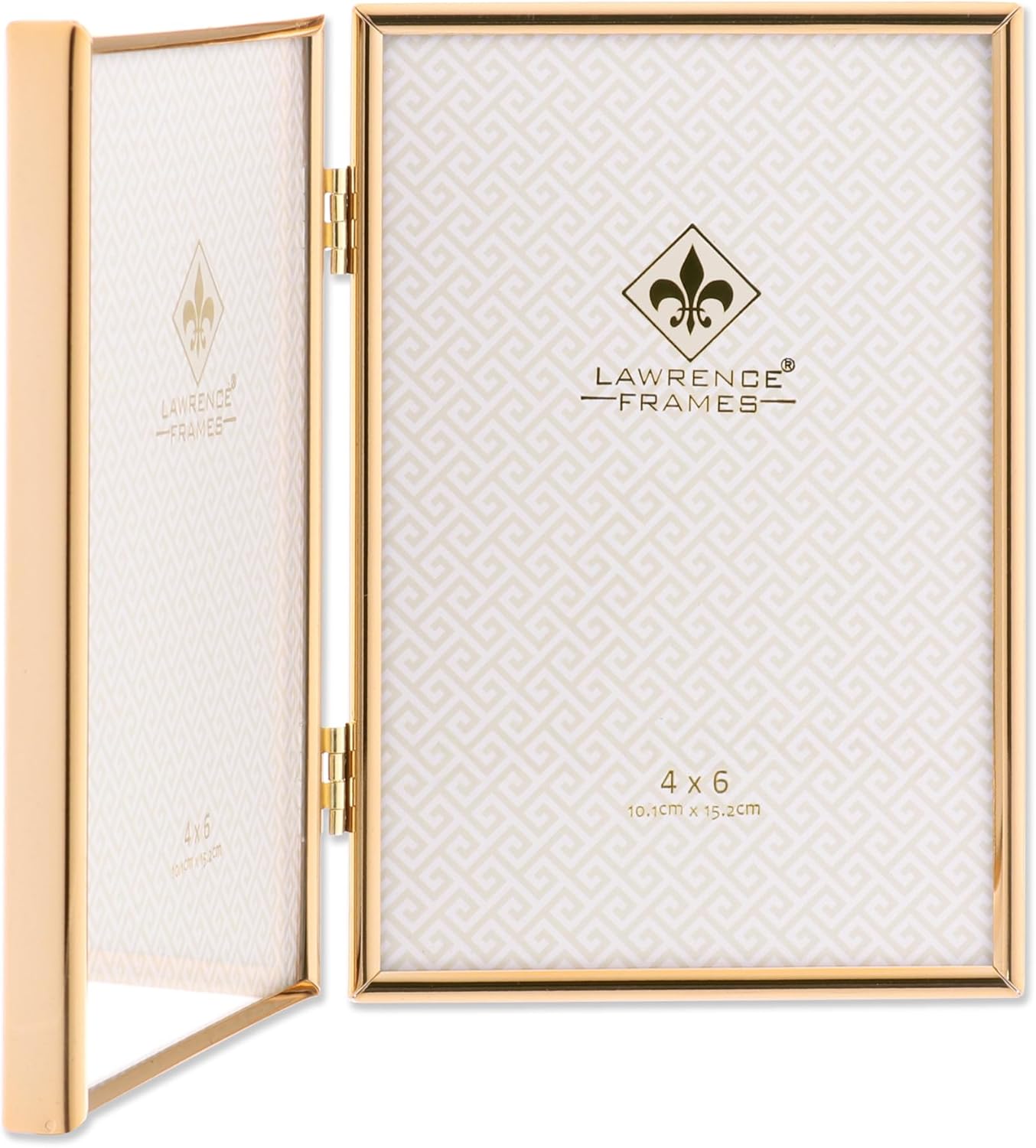 Lawrence Frames Hinged Simply Gold Metal Picture Frame, 4x6 Double