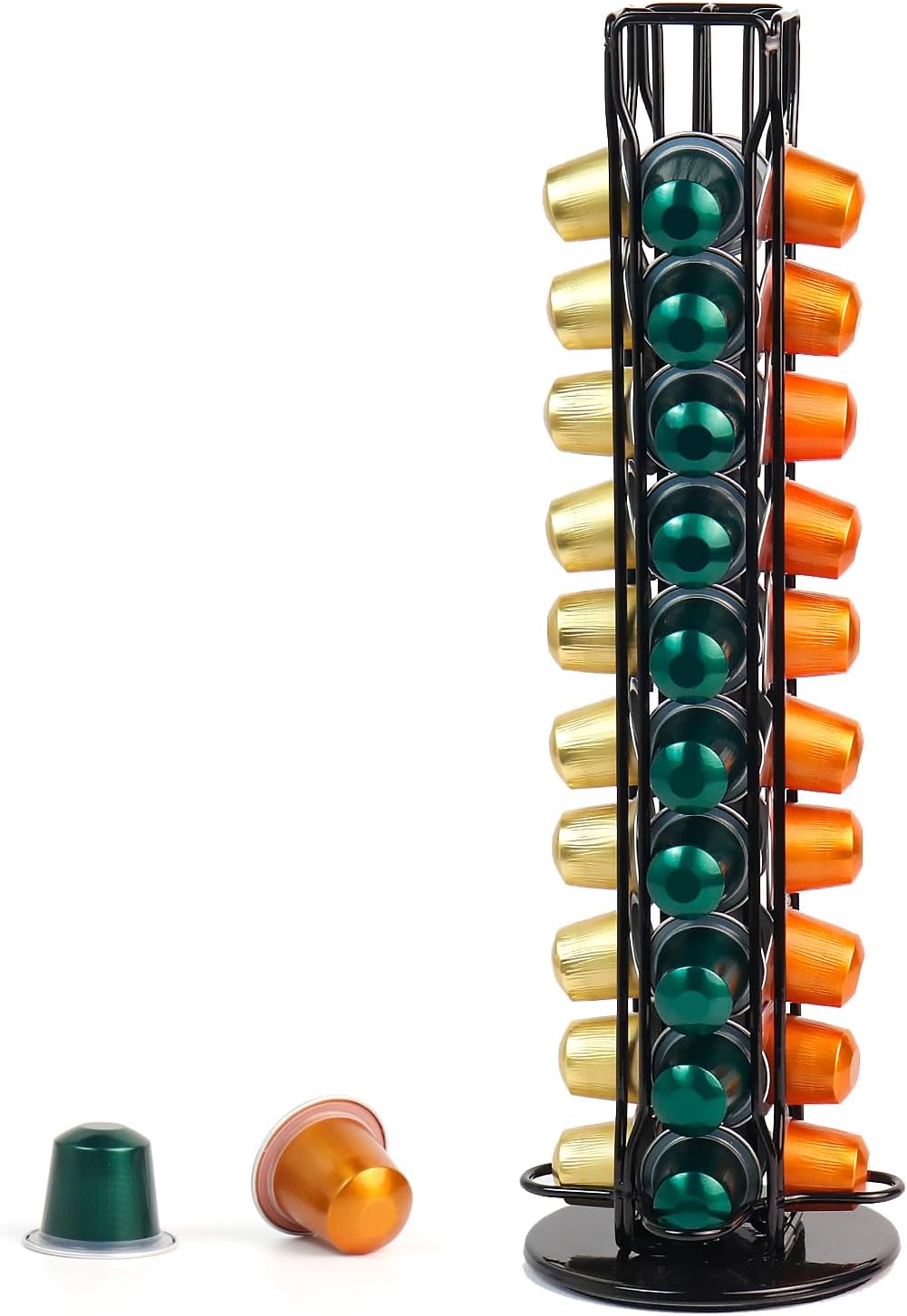 Coffee Capsule Holder Compatible for Nespresso - Coffee Pod Holder Classic 40 pcs Rotating Design Stainless Steel,Coffe Storage Rack for Capsule Holder Nespresso Capsule Storage（Black) Main image