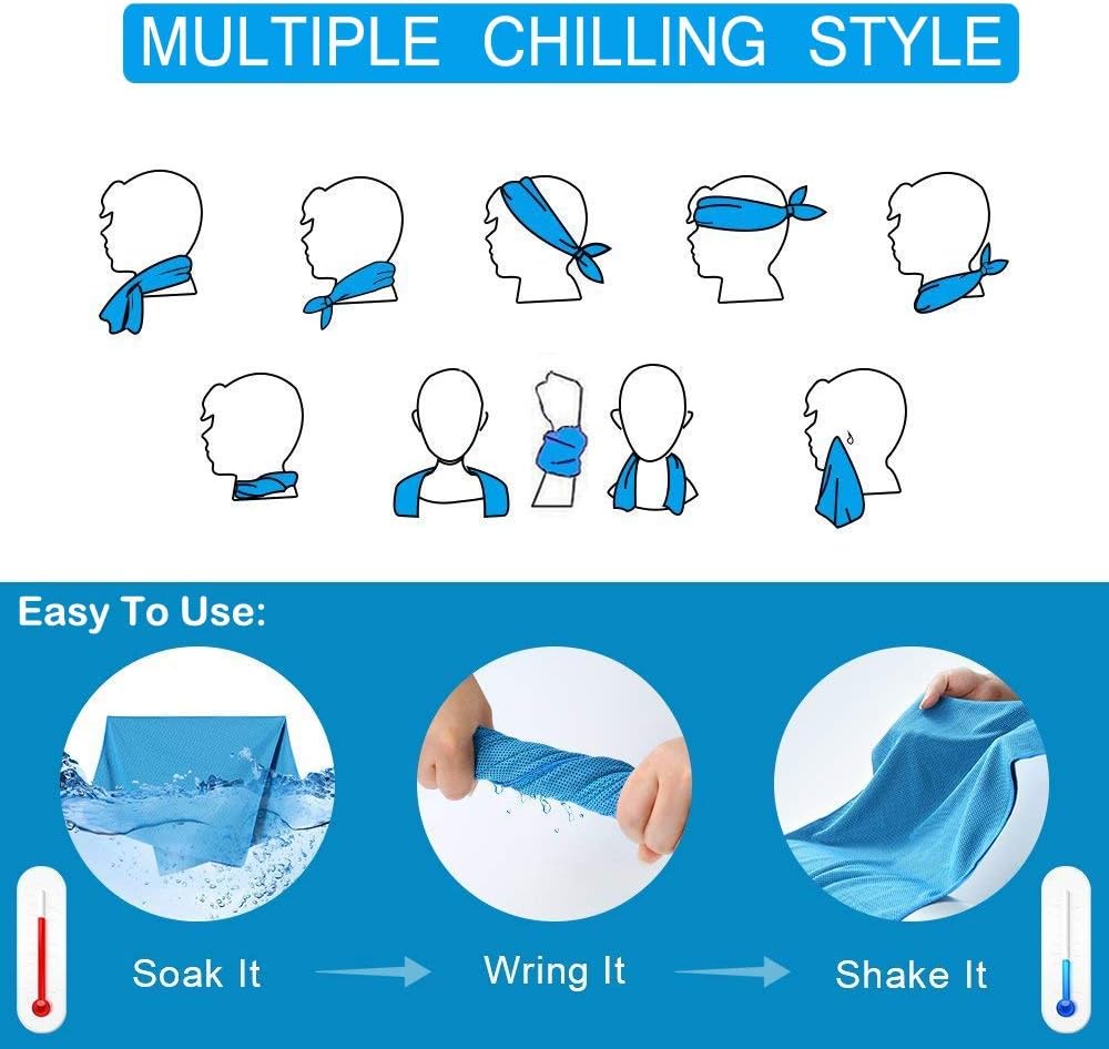 Cooling Towels | 4 Pack 100x30 cm | Cool Cold for Neck and Face | Microfiber Soft Breathable Chilly | for Sport, Yoga, Golf, Gym, Camping, Running, Workout & More Activities Secondary image