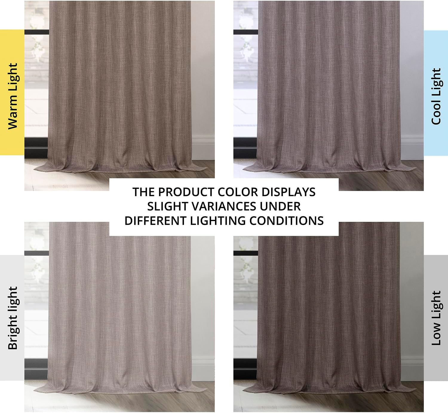 HPD Half Price Drapes BOCH-LN185-P Faux Linen Room Darkening Curtains for Bedroom (1 Panel), 50 x 120 cm, Mink