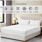 GC GAVENO CAVAILIA Super Dreamer King Size Fitted Sheet White - Plain Bedding Sheet With Elastic Corner - Polyester Fabric Bedsheet