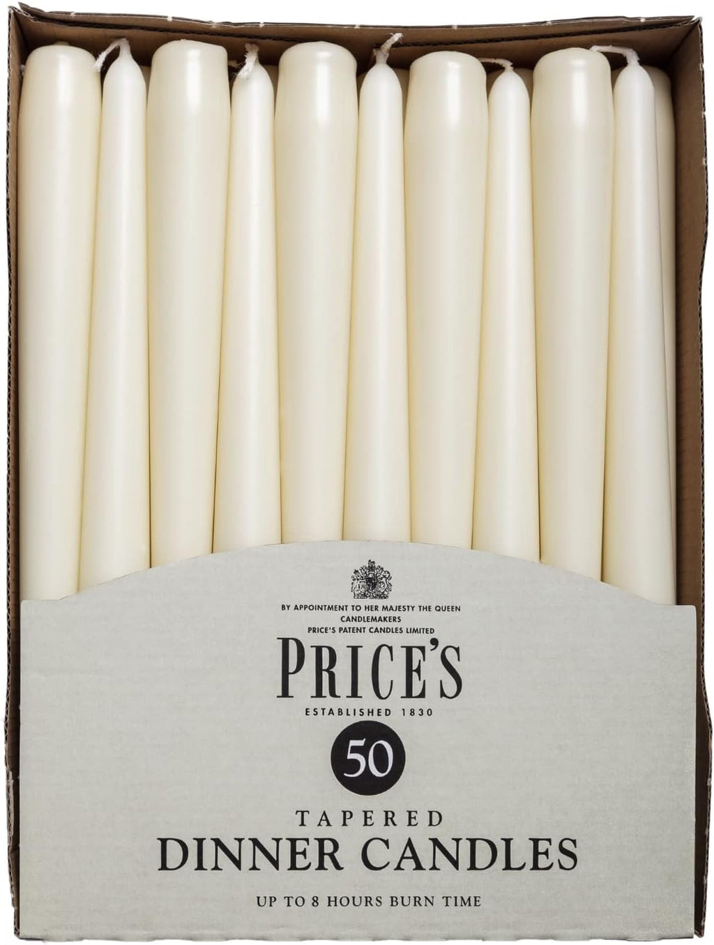 Candles Tapered Dinner Candles Ivory Unscented Wax Pack of 50 | 7 Hour Burn Time Elegant Long Candles for Home Decor, Events, Celebrations & Dining
