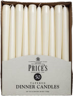 Candles Tapered Dinner Candles Ivory Unscented Wax Pack of 50 | 7 Hour Burn Time Elegant Long Candles for Home Decor, Events, Celebrations & Dining