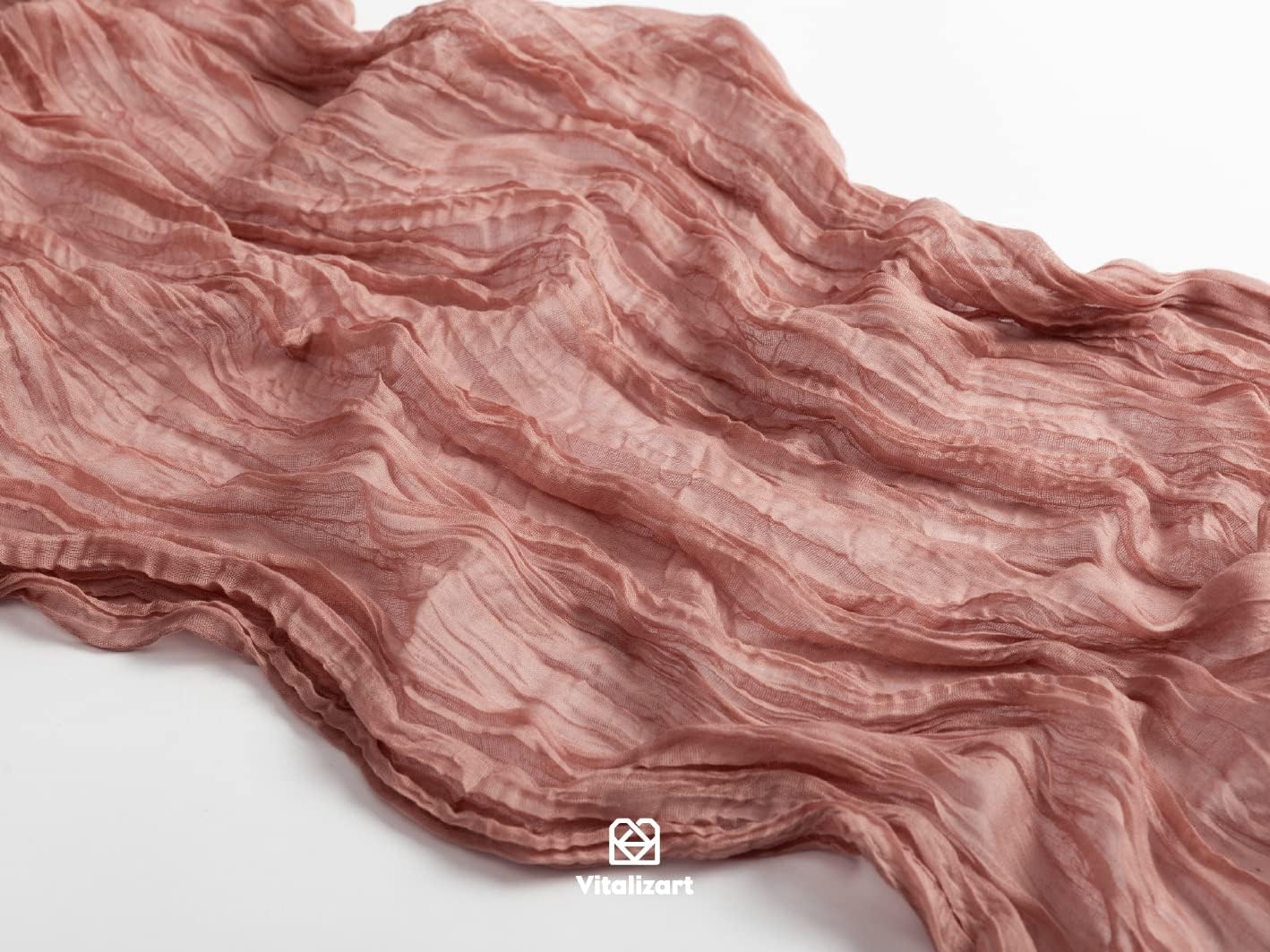 Cheesecloth Table Runner Pink 120 Inches Gauze Boho Rustic Peach Coral Cheese Cloth Table Runner for Wedding Bridal Shower Fall Thanskgiving Decoration