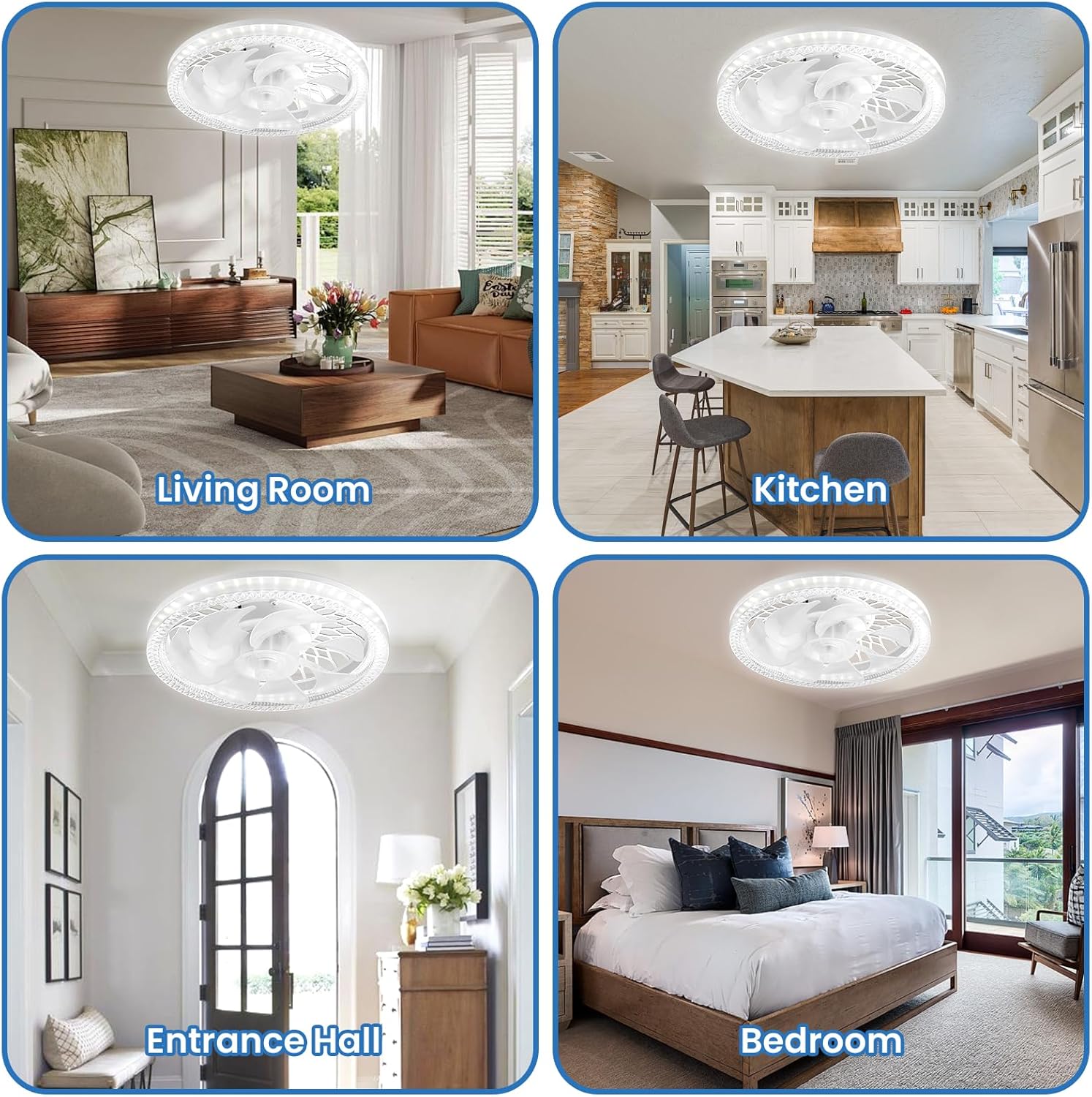 Ceiling Fans with Lights and Remote, 45w Small Led Ceilings Lights Timing Quiet, E27 Bulb Fixture, 3 Color 3 Speeds Dimmable Light Ceiling - Perfect for Small Spaces Bedroom Home Office