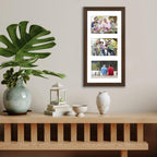 6x4 Collage Photo Frame with Shatter-Resistant Glass - Signature Collection - Fits Three 4x6 Photos or Use as One 8x16 Picture Frame for Tabletop and Wall - Walnut