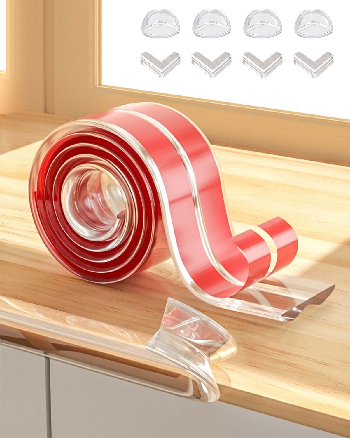 3 Meter Edge Protector and 8 Baby Safety Corner Protectors for Kids, Edge Protector for Kids, Edge Protector, Baby Corners and Edge Protector with Extra Strong Tape for Use in Tables, Cabinets Main image