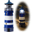 Solar Lighthouse Ornament - 30cm Tall Solar Lighthouse with Rotating Beacon, 360 Degree Rotating Lighthouse Decoration, Best Lighthouse Gifts for Children(Round Blue)