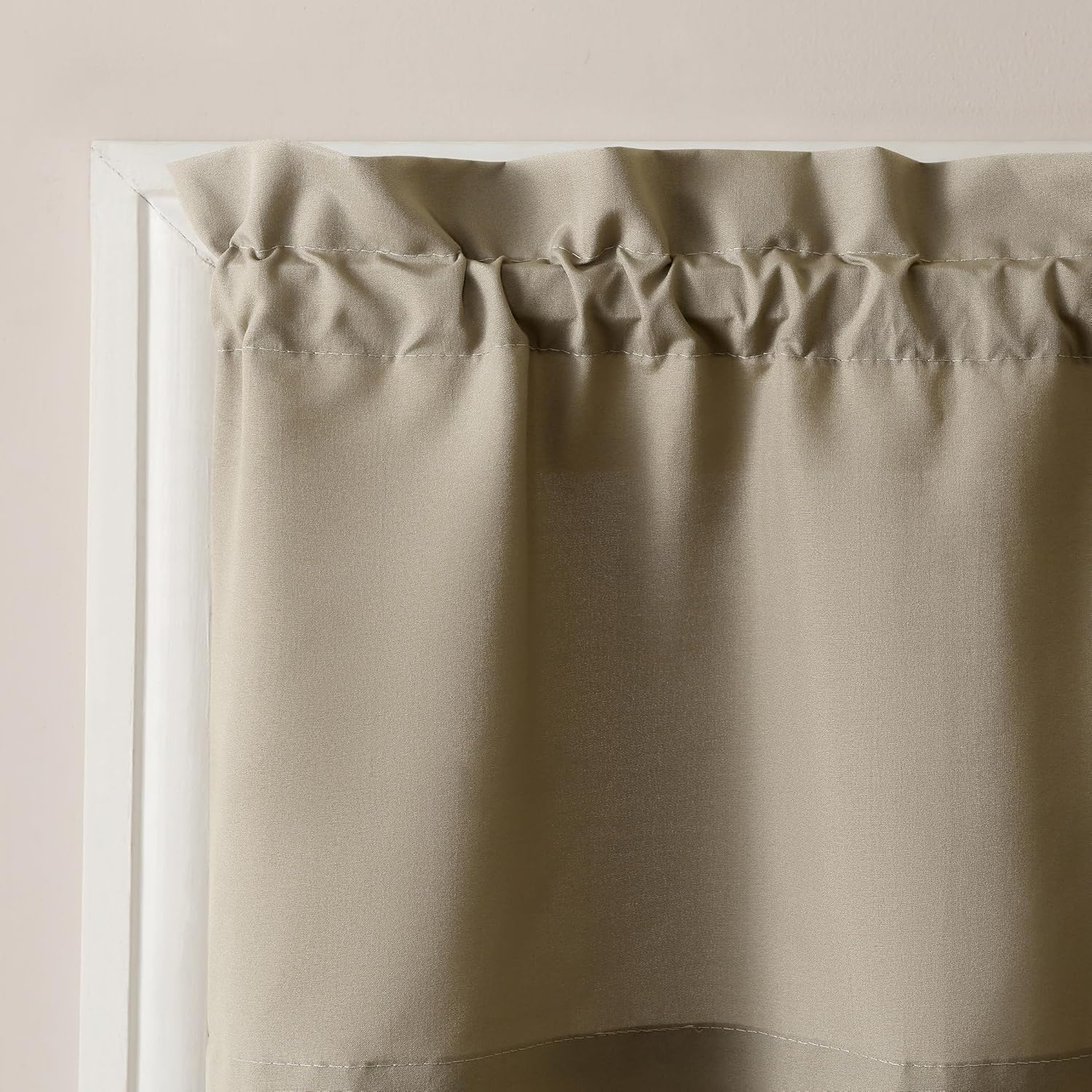 No. 918 Martine Microfiber Semi-Sheer Rod Pocket Kitchen Curtain Valance and Tiers Set, 54" x 36", Taupe
