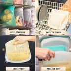 Free Standing Silicone Pouch Bags | Reusable SIlicone Freezer Bags (Clear - 1200ml)