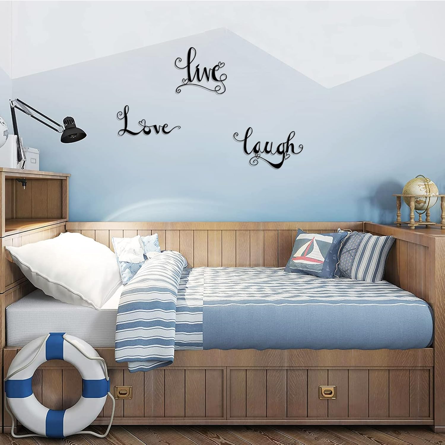3 Pieces Black Metal Letter Sign Decor 'Live Laugh Love' WordArt Wall Art Decor for Home Indoor Outdoor Bedroom Living room Bathroom and Office