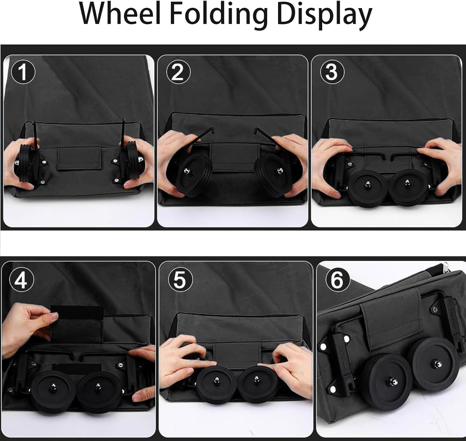 Folding shopping cart, supermarket trolley with two lightweight folding wheels, Oxford cloth bag reusable folding bag large capacity ultra-light handbag travel camping home essential artifact(black)