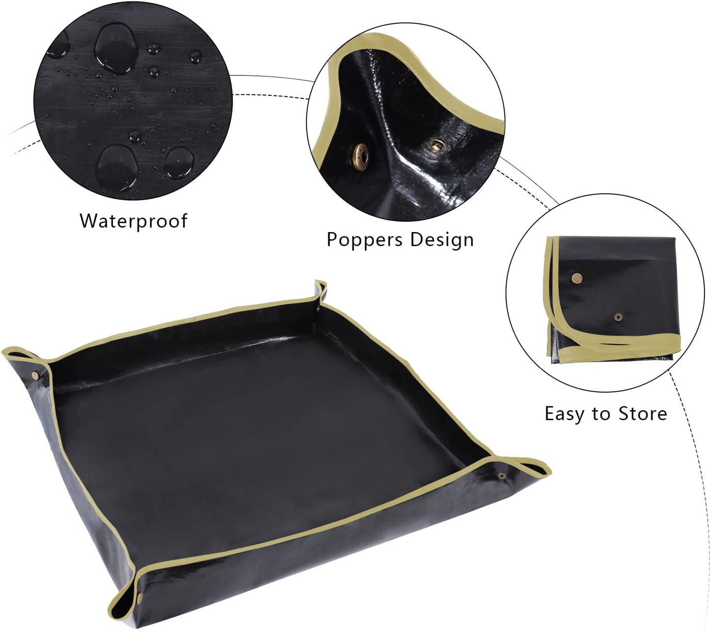 100cm x 100cm Plant Repotting Mat Waterproof Planting Operation Mat Thicken Indoor Transplanting Planting Tarp Mat Green, Black