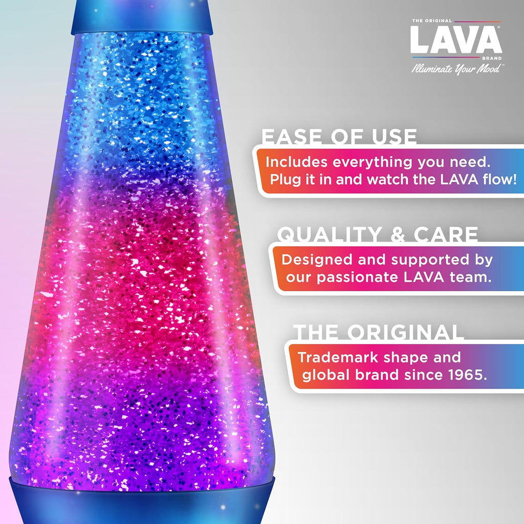Lamp Northern Lights 2160, Tri-colour Globe, Silver Glitter, Decorative Base and Cap, Original 14.5 inch LAVA® Motion Lamp to Illuminate Your Mood