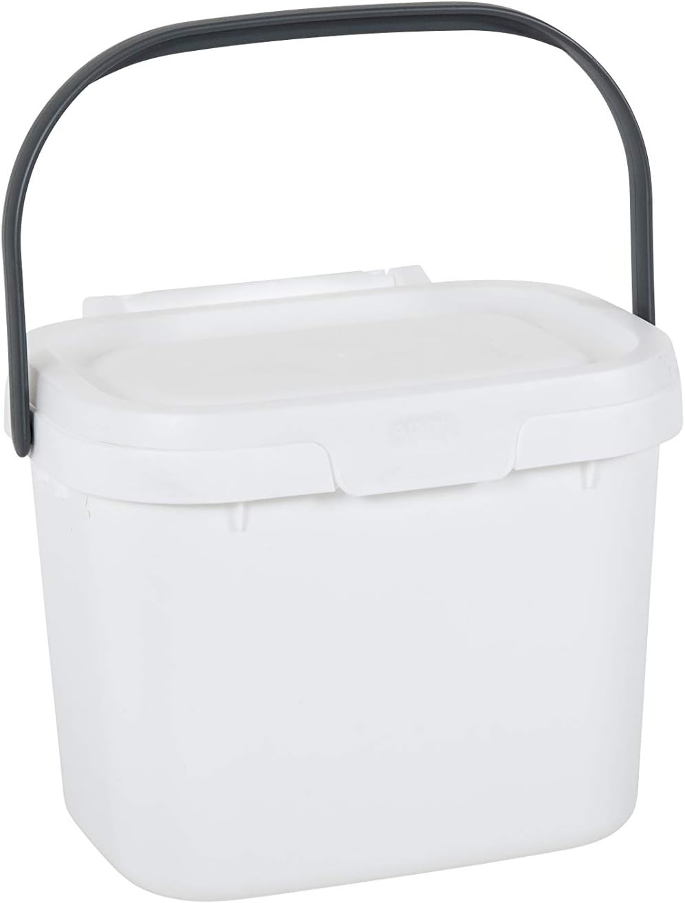 518252 Everyday Kitchen Food Waste Compost Caddy Bin, 4.5 Litre, White/Metallic Sliver, Silver, 4.5ltr