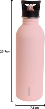 Snap n Seal 1L Stainless Steel Water Bottle with Straw, BPA Free - Leakproof Metal Flask with Carry Handle for School, Travel, Work & Gym - Ideal Drinking Bottle for Kids & Adults - Pink