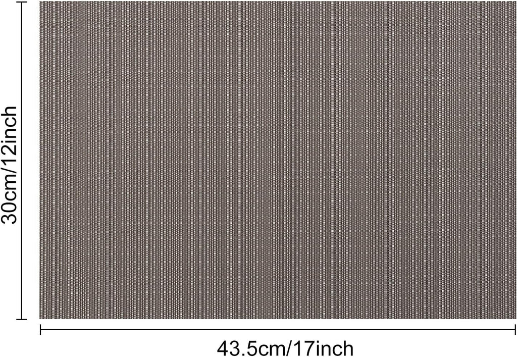 Table Mats Set of 8, Place Mats Table Placemats Washable Non-slip Heat Insulation Woven Vinyl for Kitchen Dinning Restaurant 17"X12" (Dark Gray)