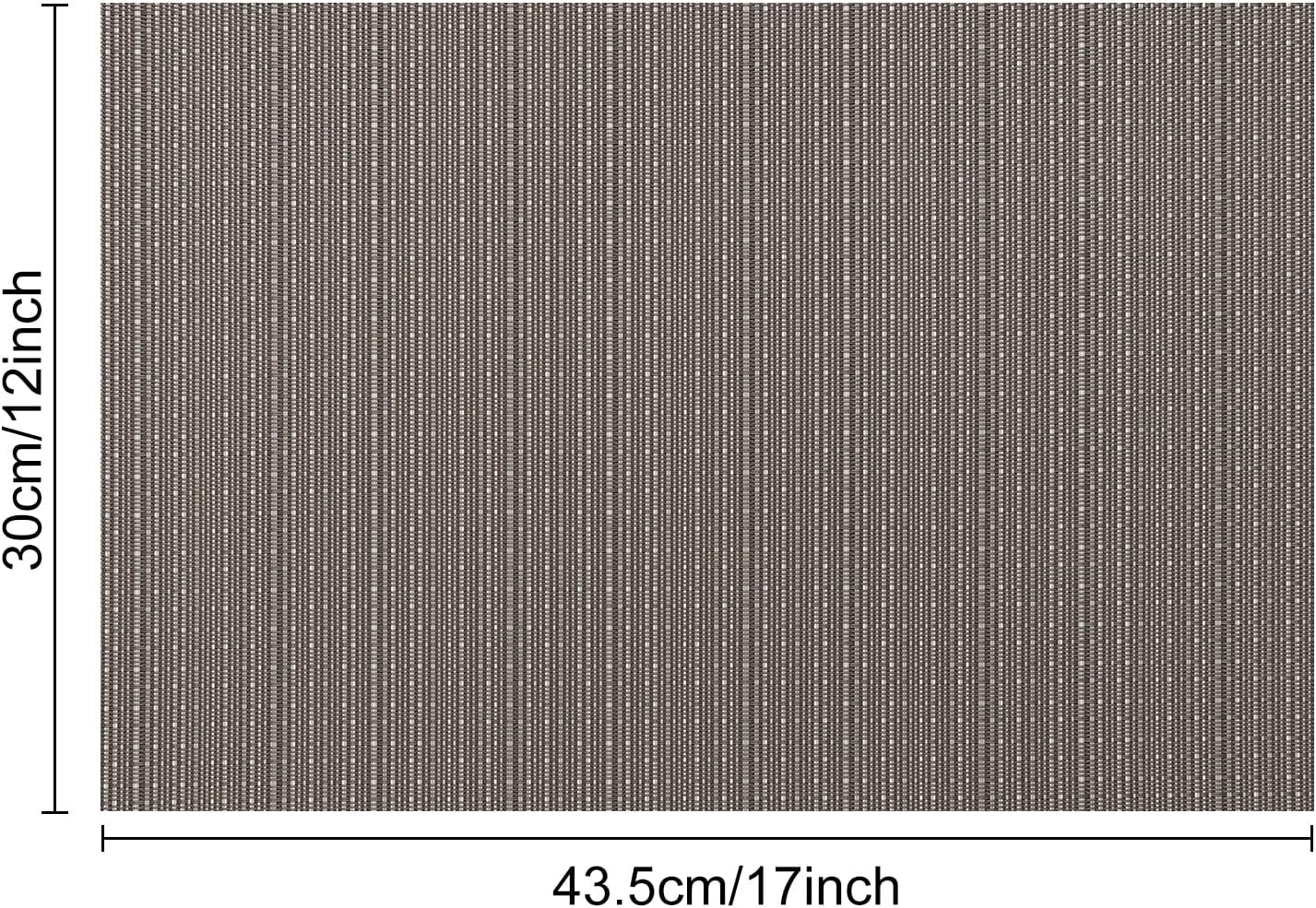 Table Mats Set of 8, Place Mats Table Placemats Washable Non-slip Heat Insulation Woven Vinyl for Kitchen Dinning Restaurant 17"X12" (Dark Gray)