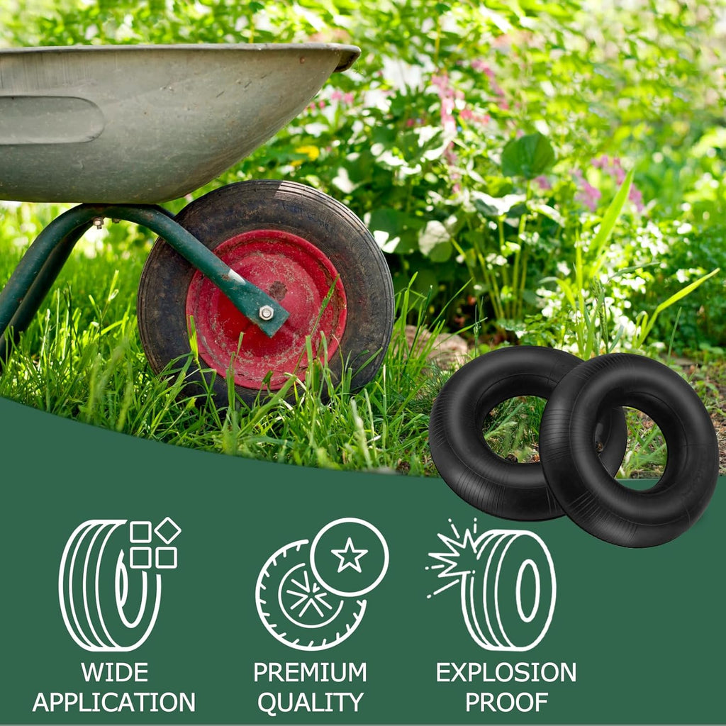 4.10/3.50-4 Inner Tube, 2Pcs 410/350-4 Replacement Inner Tubes with Standard Bent Valve Universal Fits for Wheelbarrow Hand Trucks Lawn Movers Garden Utility Cart Trolley