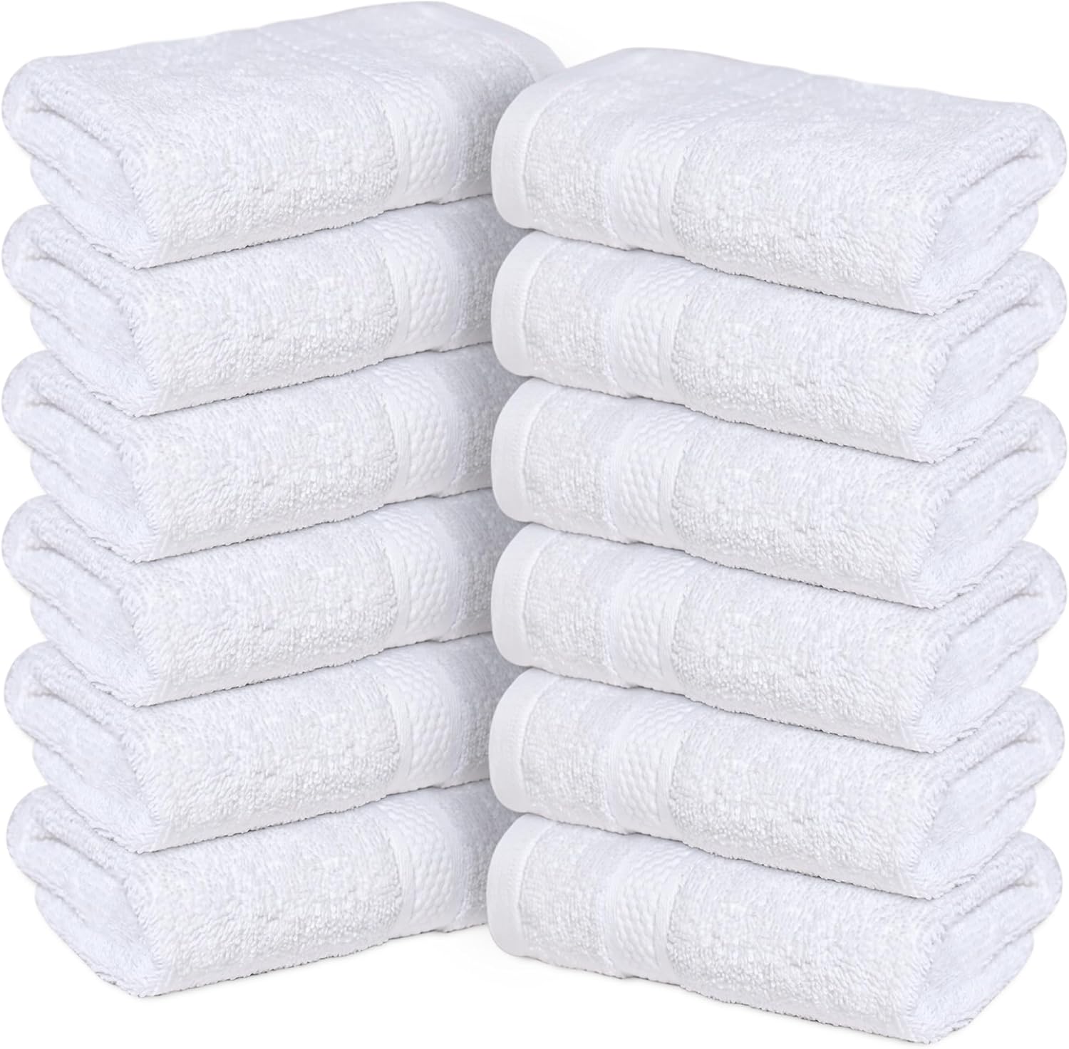 12 Pack Face Cloths |30x30 cm| 100% Cotton Wash Cloths - Ultra Soft & Highly Absorbent Fingertip Towels for Spa, Gym, Hotel & Bathroom |Brilliant White| Main image