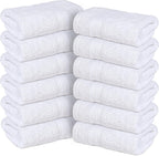 12 Pack Face Cloths |30x30 cm| 100% Cotton Wash Cloths - Ultra Soft & Highly Absorbent Fingertip Towels for Spa, Gym, Hotel & Bathroom |Brilliant White|