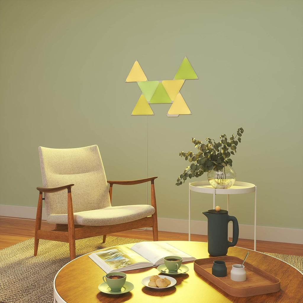 Shapes Triangle Starter Kit, 4 Smart Light Panels LED RGBW - Modular Wi-Fi Colour Changing Wall Lights, Works with Alexa Google Assistant Apple Homekit, for Room Decor & Gaming