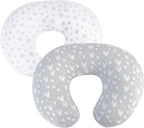 Nursing Pillow Covers (COVERS ONLY) 2 Pack, Stretchy 100% Jersey Cotton Soft Breastfeeding Pillowcases,Fits For Chicco Boppy and Widgey Nursing Pillow, White & Grey