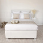 19" Extra Deep Base Wrap Valance Sheet - Transforms a drab looking bed base divan - Luxury Faux Suede (Off White, King)