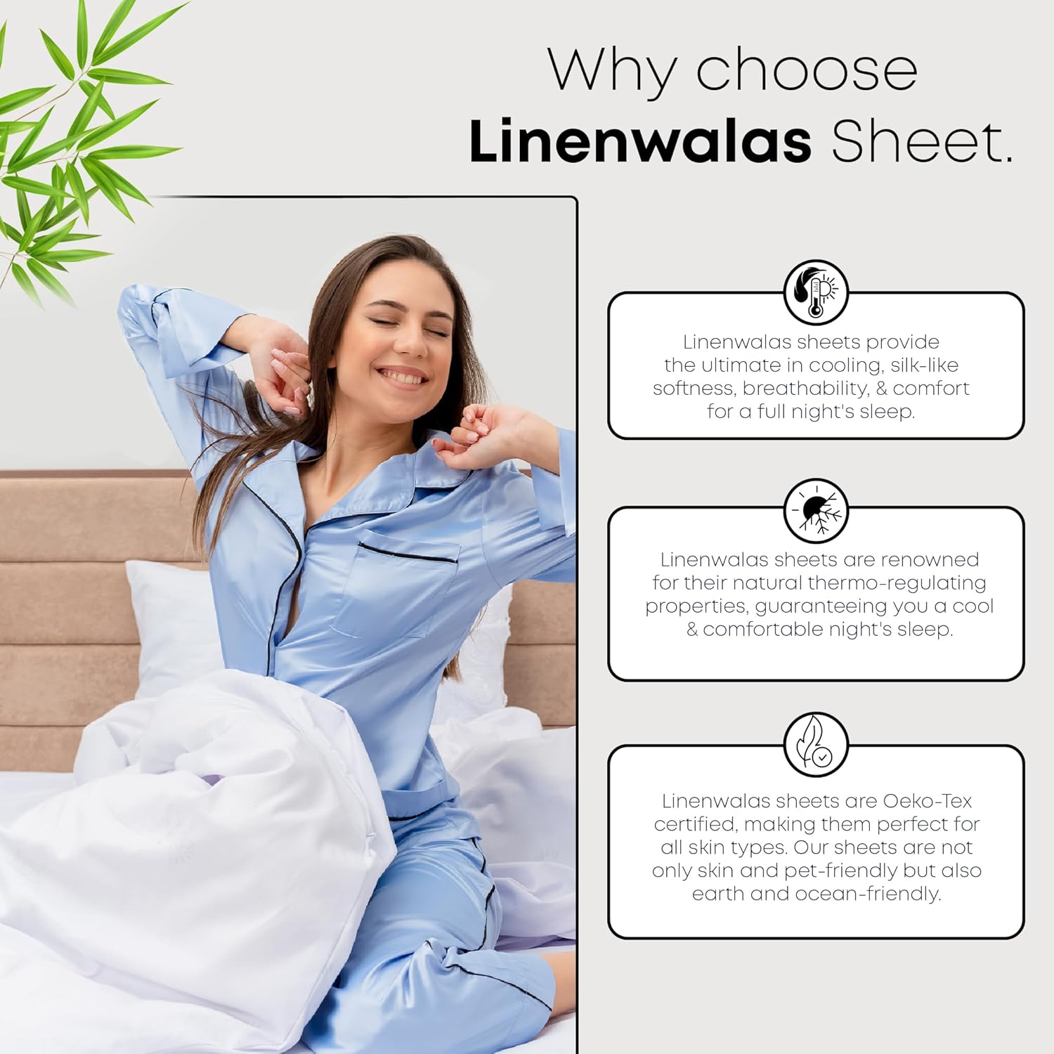 Double Fitted Sheet 140x190 cm, 100% Organic Bamboo Silk Bed Sheet for Double Size Bed, Up to 40 cm Deep Pocket Bottom Sheet, Soft, Cooling Hypoallergenic Bedding (Bahamas Blue)