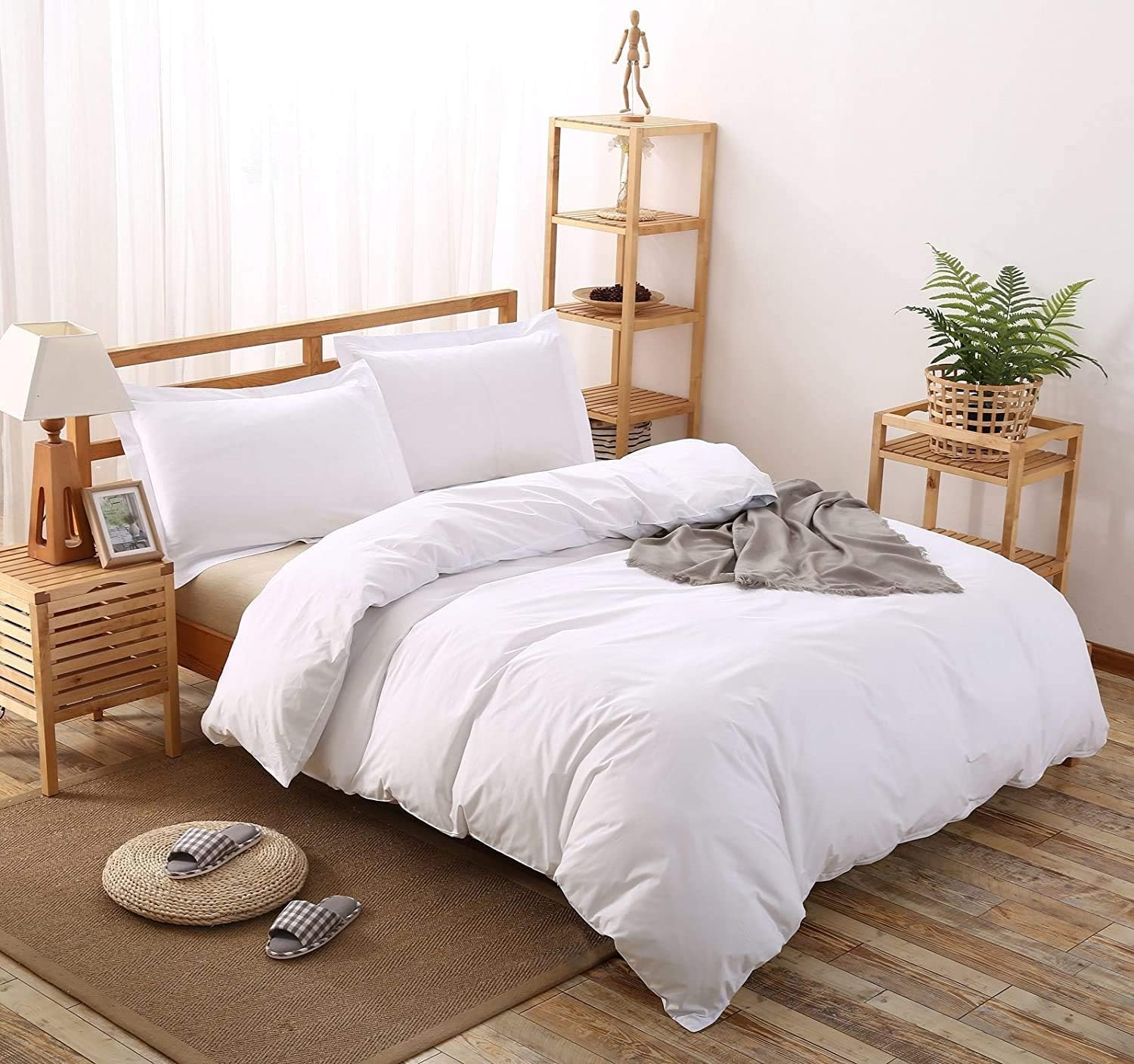 Hotel Quality 1000 Thread Count 100% Egyptian Cotton Double Size Zipper Closure Duvet Cover With 2pc Pillow Shams Premium 3PC Duvet Set (Double, White, Solid)