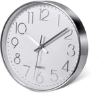 Delgeo Modern Silent Wall Clock 25-30cm, Minimalist Silver Clock for Living Room & Kitchen,Premium Wall Decor for Home Office