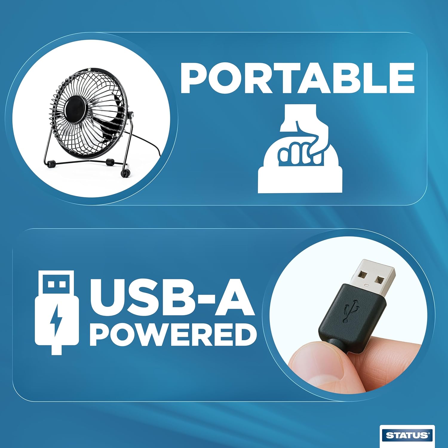 4 Inch USB Desk Fan, Mini Portable, Single Speed, Black, Compact Personal Cooling Fan for Office Travel (SUSBBLKWFAN1PKB4)